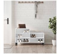 Shoe Cabinet White 102x36x60cm Engineered Wood 5-Tier Metal Legs Storage Modern