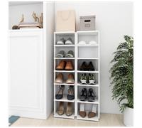 Shoe cabinet White 27.5x27x102cm Engineered Wood 6 Shelves Slim Entry Anti-tip.
