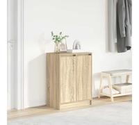 Shoe Cabinet White 57x34x76cm Engineered Wood 2-Door 8-Shelf Storage Entry