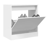 Shoe Cabinet White 60x34x63.5cm Engineered Wood 2 Hinge Doors Shelf Modern Entry
