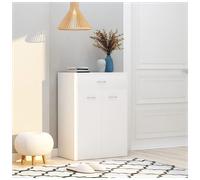 Shoe Cabinet White 60x35x84 cm Engineered Wood 2-Door Silver Bar Handles Entry
