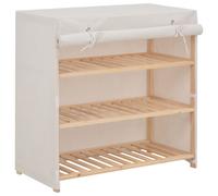 Shoe Cabinet White 79x40x80cm Fabric Cover Cotton-Poly Wood Frame 3-Tier Compact