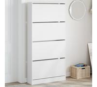 Shoe Cabinet White 80x21x163.5cm Engineered Wood 4 Shelves 4 Hinged Doors Modern
