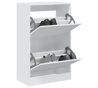 Shoe Cabinet White Engineered Wood 60x34x96.5cm Hinge Door Modern Slim Storage.