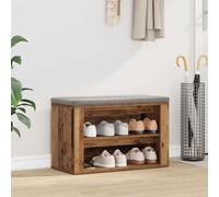 Shoe Cabinet White Engineered Wood 75x35x45cm Compact 2-Tier Storage Bench Entry