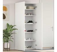Shoe Cabinet White Engineered Wood 80 x 35.5 x 180 cm 2-Door Slim Storage Entry