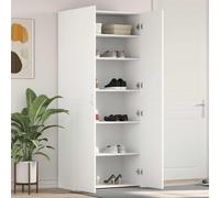 Shoe Cabinet White Engineered Wood 80 x 35.5 x 180 cm 2-Door Slim Storage Entry