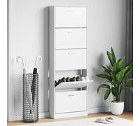 Shoe Cabinet White Engineered Wood and Aluminium Plastic 59x17x169cm 5DoorsSlim