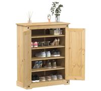 Shoe Cabinet White Solid Pine Wood Matte 86x38.5x108cm Rustic 1-Door Shelf Ample