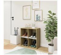 Shoe Cabinet White & Sonoma Oak 105x35.5x70cm Engineered Wood Hall Storage Unit
