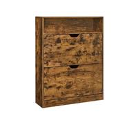 Shoe Cabinet with 2 Flaps, Rustic Brown / 3 Tier (24 x 80 x 102 cm)