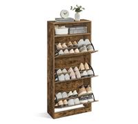 Shoe Cabinet with 2 Flaps, Rustic Brown / 4 Tier (24 x 60 x 139 cm)