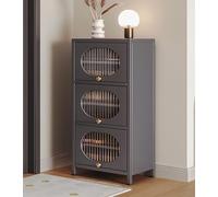 Shoe Cabinet with 3 Push-in Doors, Freestanding Shoe Rack, Carbon Steel Entryway Storage Organizer, Removable Laminates, Stylish Shoe Cupboard (B, 70x35x107.5)