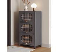 Shoe Cabinet with 3 Push-in Doors, Freestanding Shoe Rack for Entryway, Carbon Steel Furniture, Removable Shelves, Stylish Shoe Storage Cupboard (B, 70x35x107.5)