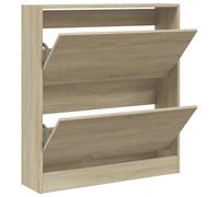 vidaXL Shoe Cabinet Black oak 80 x 21 x 87.5 cm Engineered wood