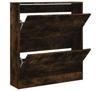 vidaXL Shoe Cabinet Smoked Oak 80x21x87.5 cm Engineered Wood