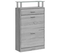 Shoe Cabinet with a Drawer and a Top Glass Shelf Wood Multi Colours vidaXL