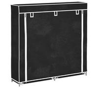 vidaXL Fabric Shoe Cabinet with Cover 115x28x110cm Black Storage Rack Wardrobe