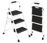 Shoe Cabinet with Doors and Adjustable Dividers, White / 3-Step (73D x 46.5W x 102.5H cm)