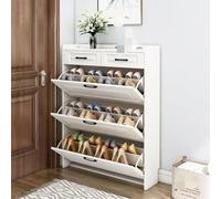 Shoe Cabinet with Doors and Drawers - Narrow Flip-Down Organizer for Entryway Storage, Ideal for Hallway and Living Room