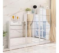 Shoe Cabinet with Mirror - 3/4/5-Tier Organizer, E1 Environmental Protection Panel, High-Definition Shatterproof Mirror, Ideal for Entryway, Hallway, Bedroom