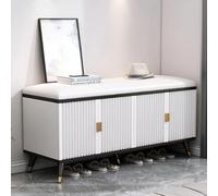 Shoe Cabinet with Soft Seat Cushion - Slim Hidden Design for High Heels - Wooden Storage Organizer with Doors for Entryway Furniture