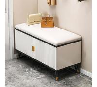 Shoe Cabinet with Soft Seat Cushion - Slim Hidden Design - Wooden Storage Organizer with Doors for Entryway Furniture