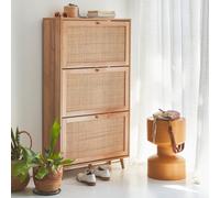 Shoe Cabinet With Wooden And Cane Effect Natural - Sweeek