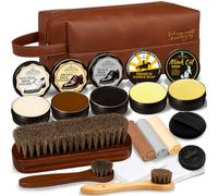 Shoe Care Kit - 16-in-1 Leather Shoe Polish, Cleaning & Conditioning Kit with Saddle Soap & Mink Oil - Black/Brown/Neutral Shoe Polish, 3 Horsehair Brushes - Premium Storage Bag - Gift for Men & Women