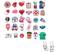 Shoe Charm Pins,30 Pcs Shoe Charms Cartoon Widgets Accessories Plastic Shoes Charm Button Shoes Nurse Medical Combination Decorations for Kids Girls Boys DIY Shoe Pins Birthday Party Favors Gift
