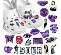 Shoe Charms 19 Pcs Olivia Croc Charms, Cute Shoe Decoration for Croc Clog Sandals, Music Themed Shoe Decoration Olivia Merch Accessories Purple