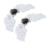 Shoe Charms Clip on Shoe Embellishments 1 Pair Silver Rhinestone Angel Wing Gothic Style Decorative Accessories for Boots
