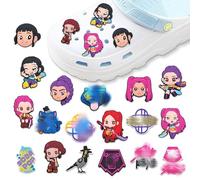 Shoe Charms Decorations Set- Kpop Anime Charm Shoe Accessories PVC Cute Durable Cartoon Summer Clog Sandals Bracelet Badges Wristband Pins for Party Boys Girls Teens Party Favors Gifts Kids Adults