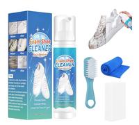 Shoe Cleaner, 200ml White Trainer Cleaning Kit with Brush & Cloth, Removing Stains and Dirt, Sneaker Cleaner Foam for Suede, Leather, Knit, Boots, Canvas, Rubber, PU