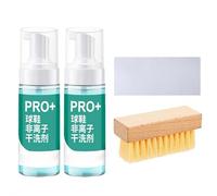 Shoe Cleaner, 5.27 Fl Oz White Shoe Polish, Active Foam Sneaker Cleaner Set With Wooden Brush & Towel for Removing Stains (Green 2pcs)