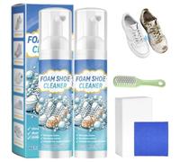 Shoe Cleaning Kit, 2025 New White Trainer Cleaner, with Brush, Towel and Sponge, Removes Dirt & Stains for White Shoes, Leather, Knit, Boots, Canvas, Suede, Fabric, Rubber, PU, Sneakers, Canvas (2PCS)
