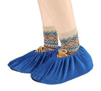 Shoe Covers Non-Slip - Soft Flannel Boot Protectors, Washable Elastic Dustproof Foot Shield 29.5x16.5cm, Fits Adults 38-43, Gray Blue | Wear-Resistant Fabric For Home Gym Workplace Lab