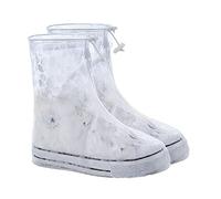 Shoe Covers With Zipper Version Waterproof, Reusable Wear-resistant Galoshes, For Rainy And Snowy Outdoors Garden Etc, Rain Boots For Men Women Kid (Color : White, Size : 32-34)