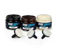 Shoe Cream For Leather Shoes - Moisturise, Nourish & Polish Leather - Includes Polishing Sponge - Shoe Care Conditioning Cream - Protect All Leathers (Black/Brown/Neutral, Pack of 3)