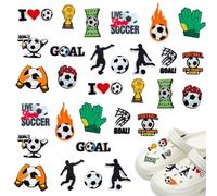 Shoe Decoration for Crocs Charms, 30 Pcs Decoration Charms for Crocs Boys Shoe PVC Funny Croc Charm Different Shapes Cartoon Shoe Jewellery DIY Birthday Accessories (Football)