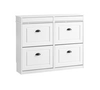 Sobuy Fsr79-Wg, Shoe Rack Cabinet With 4 Flip Drawers, Slim Shoe Storage Cabinet,white,w104.5Xd24Xh85