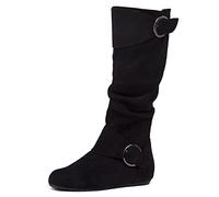 Shoe Land Bettyy Women's Knee High Boots Pull on Fall Weather Slouchy Flat Boots, Black, 5 UK