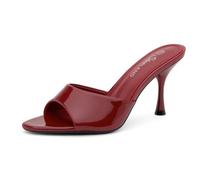 Shoe Land Levana Womens High Heels Stiletto Heeled Slides Open Toe One Band Slip on Heeled Mules Heels for Prom Party Wedding Vacation, 2401red, 9 UK