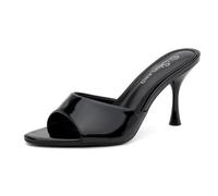 Shoe Land Levana Womens High Heels Stiletto Heeled Slides Open Toe One Band Slip on Heeled Mules Heels for Prom Party Wedding Vacation, 2401black, 6 UK