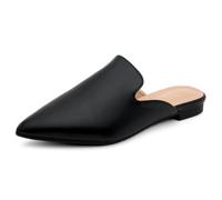 Shoe Land Mules for Women, Slip On Pointed Toe Flats, Womens Mules, Comfortable Backless Loafers for Business Casual, Office, Travel, Walking & Daily Wear, Trendy 2025, 2024black, 3 UK