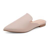 Shoe Land Mules for Women, Slip On Pointed Toe Flats, Womens Mules, Comfortable Backless Loafers for Business Casual, Office, Travel, Walking & Daily Wear, Trendy 2025, 2024nude, 6 UK