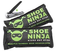 Shoe Ninja Shoe Deodoriser - Shoe Odour Eliminator with Activated Charcoal, Versatile and Reusable Deodoriser Bags for Shoes, Football Boot Deodoriser and Shoe Smell Remover, Great for Sports - 2pk