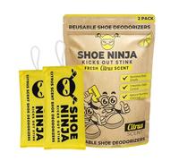 Shoe Ninja Shoe Deodorizer - Shoe Odour Eliminator with Activated Charcoal, Versatile and Reusable Deodoriser Bags for Shoes, Football Boot Deodoriser and Shoe Smell Remover, Great for Sports - 2 Pack