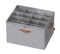 SONGMICS Shoe Organiser Box, Shoe Storage for Wardrobe, Fits 16 Pairs, Container Bin with Handles and Clear Cover, Adjustable Dividers, Customisable, Dove Grey LSP555G01