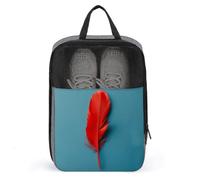 Shoe Organizer with Handle Travel Bags Portable Travel Shoe Storage Bag Travel A Red Feather Printed Shoe Bags for Men Women, style, One Size, Shoe Bags